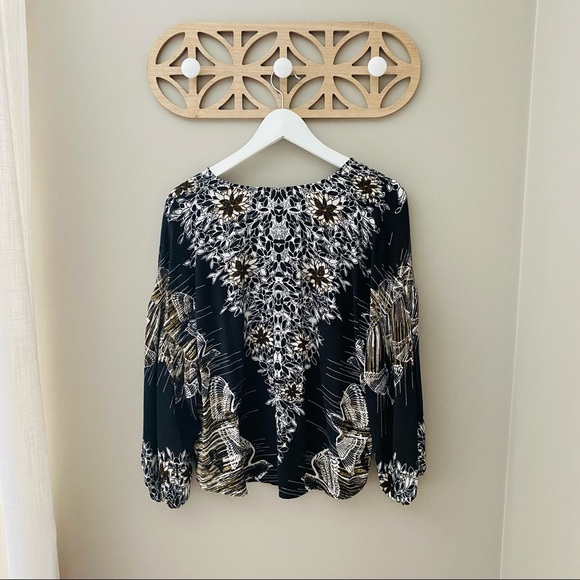 Free People Birds of a Feather Floral Blouse Black Sz Small - Picture 9 of 9